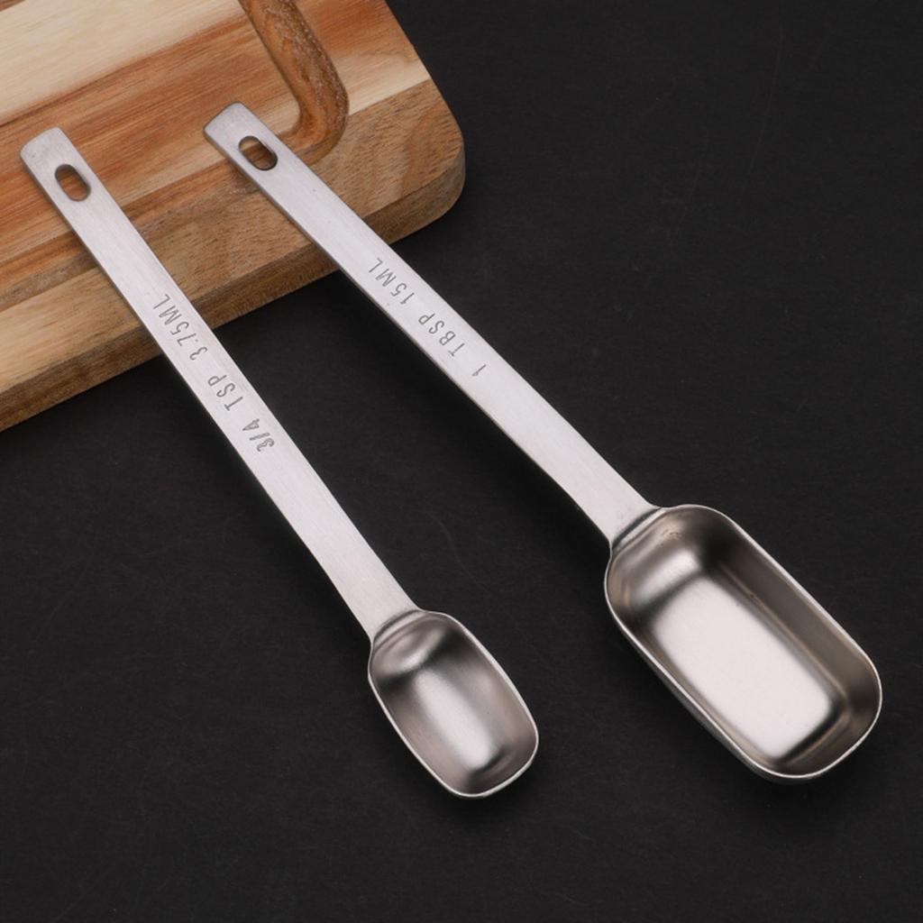 Set med 6 måttskedar i rostfritt stål Metallteskedar med avstrykare för exakt bakning och matlagning Kökstillbehör