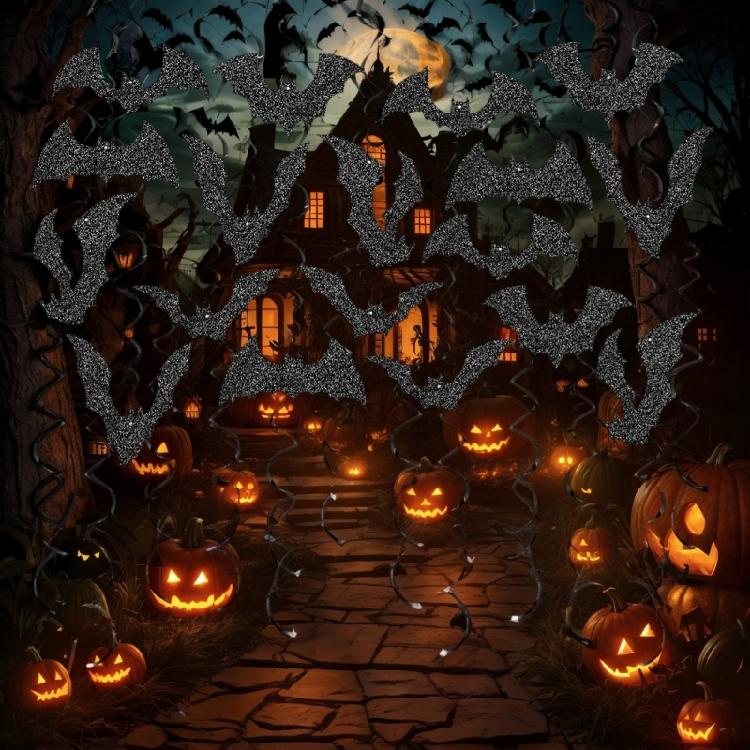 30 STÜCKE Glitzernde Fledermäuse Wirbel Hängende Dekoration Deckenornament für Geburtstag Heimparty Dekoration