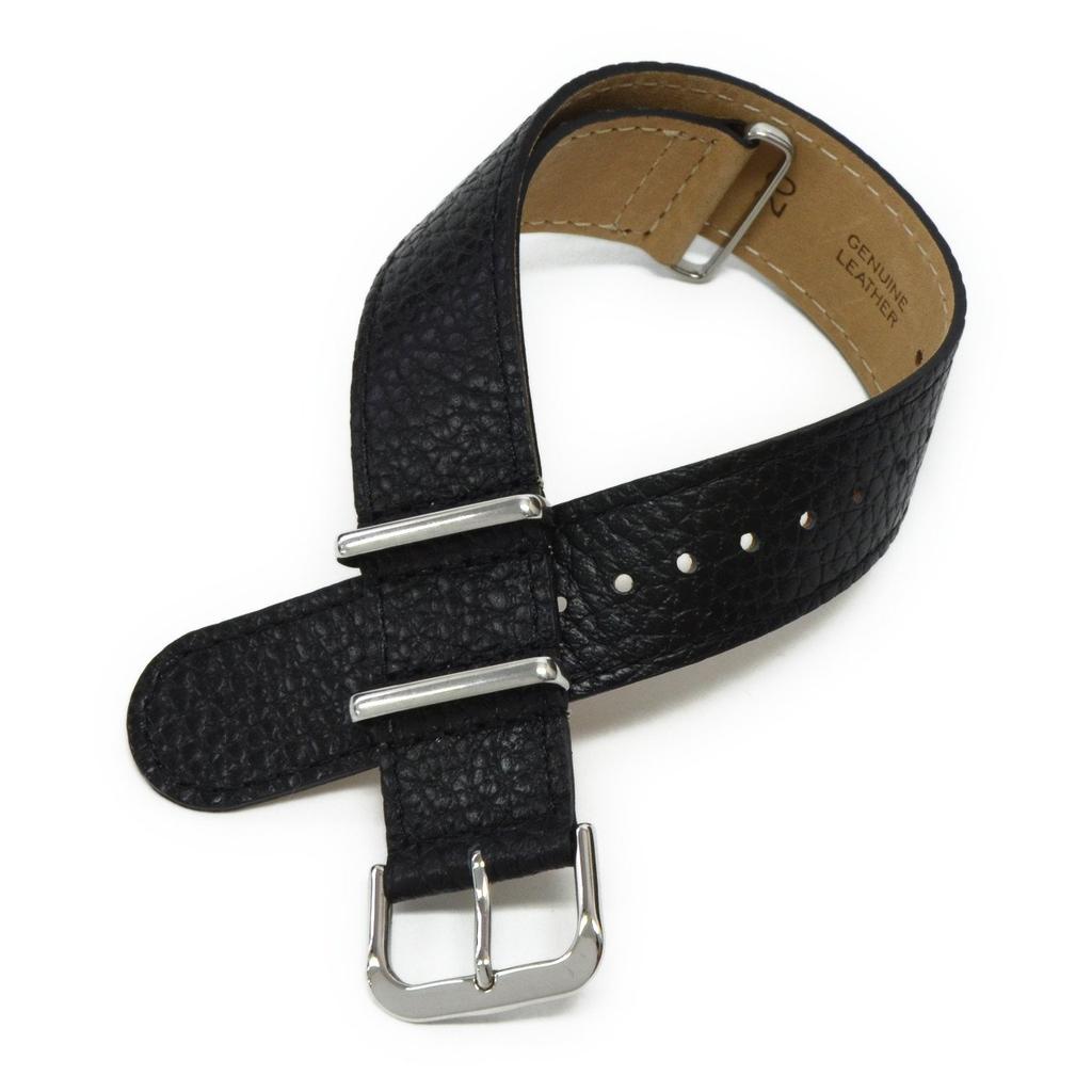 CASSIS Calfskin Watch Strap TYPE NATO LEATHER 20mm Black with Replacement Tool #189.601S019020