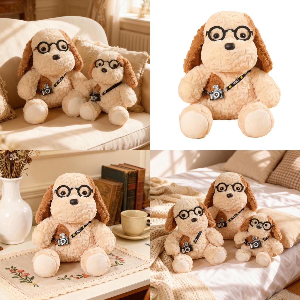 Cute Cartoon Egg Tart Dog Plush Toy With Super Soft Short Pile For Kids And Home Decor