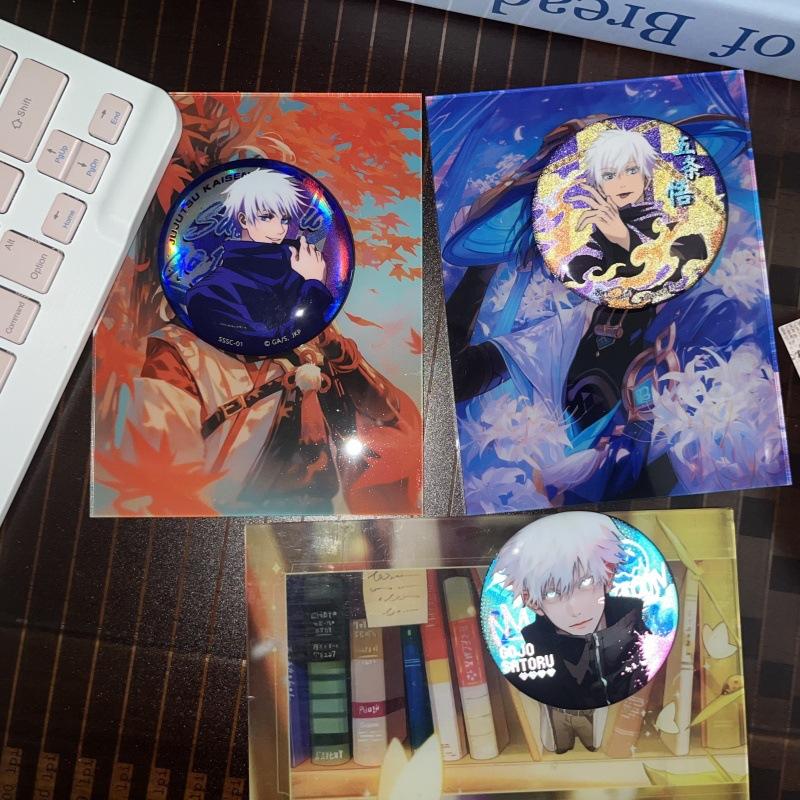Jujutsu Kaisen Gojo Satoru Double Flash Reflektierend Holografisch Silber Lauch Abzeichen Anime Fan Merchandise Anstecknadel Geschenk Zubehör