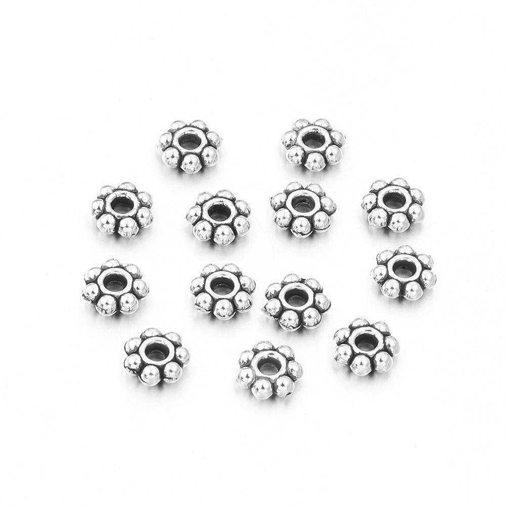 100-200Pcs 4 5 7mm Alloy Flower Spacer Beads For Jewelry Making Snowflake Loose Beads For DIY Bracelet Jewelry Making Supplies