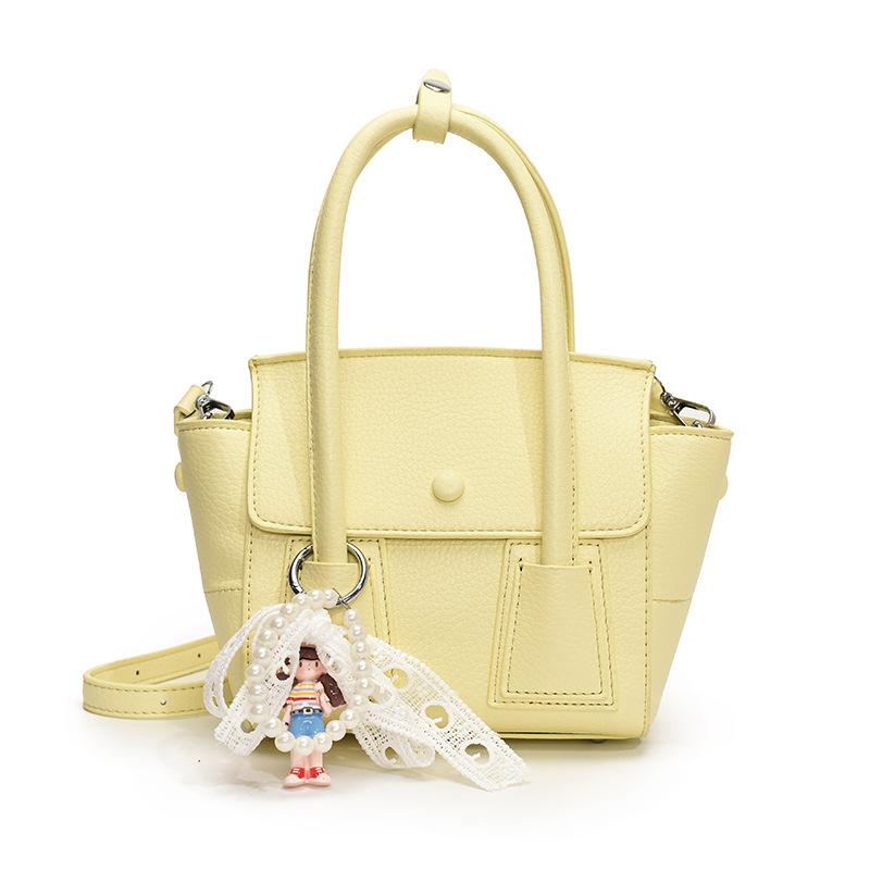 Summer Dopamine Korean Version Simple and Sweet Portable Bucket Bag Casual Foreign Style Lychee Pattern Texture Commuter Messenger Bag