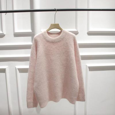 Koreanischer Herbst/Winter Flauschiger Pullover mit Kaninchenfell für Damen