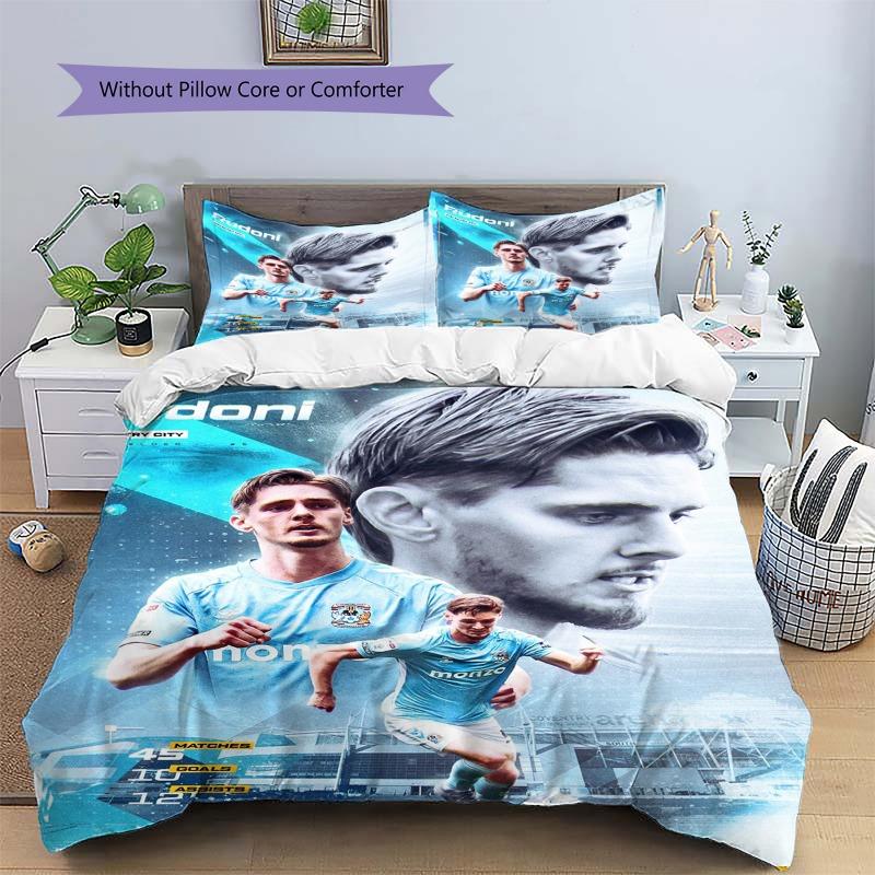 Ritratto Giocatore Coventry City Calcio Stampa Sportiva Set Copripiumino 3 Pezzi Biancheria da Letto Sportiva Senza Federe o Piumino