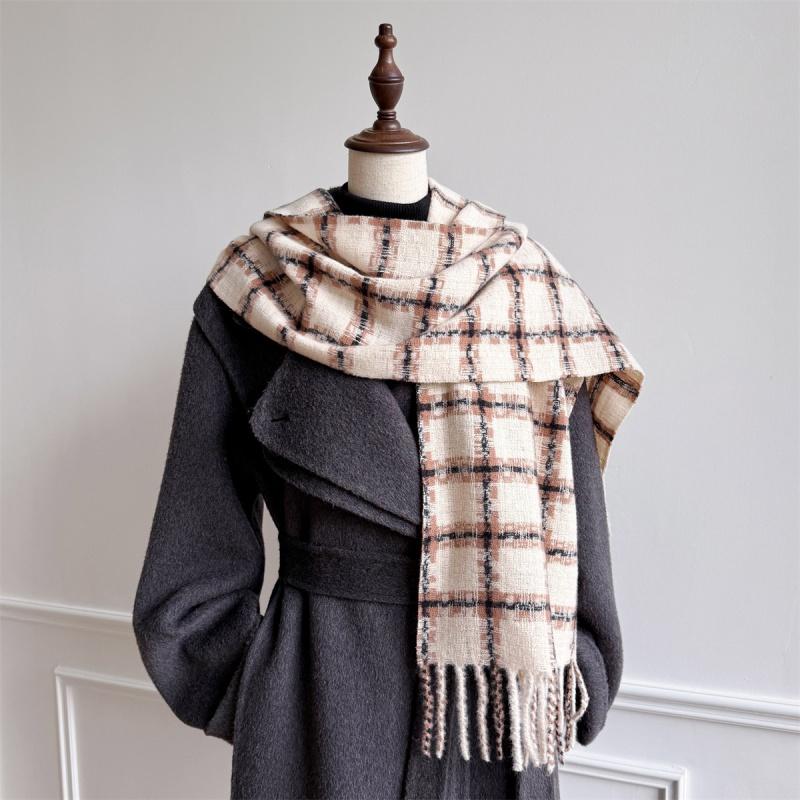 Luxury Winter Plaid Scarf for Women Men British Style Cashmere Scarves With Tassel  Christmas Female Winter Warm Clothing