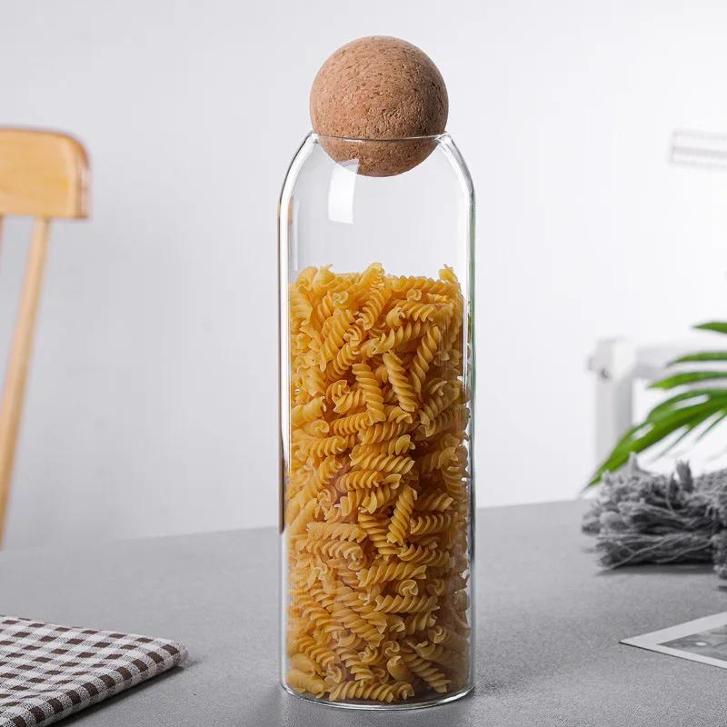 Cork Stopper Glass Sealed Jar Coffee Beans Dried Fruit Storage Box Kitchen Food Multigrain Storage Jar Creative Cork Tea Jar