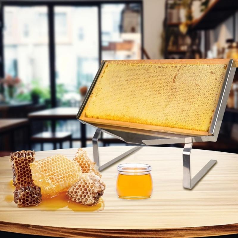 Stainless Steel Honeycomb Frame Stand Beekeeping Rack With Adjustable Leg For Honeys Cutting And Interactive Showcases