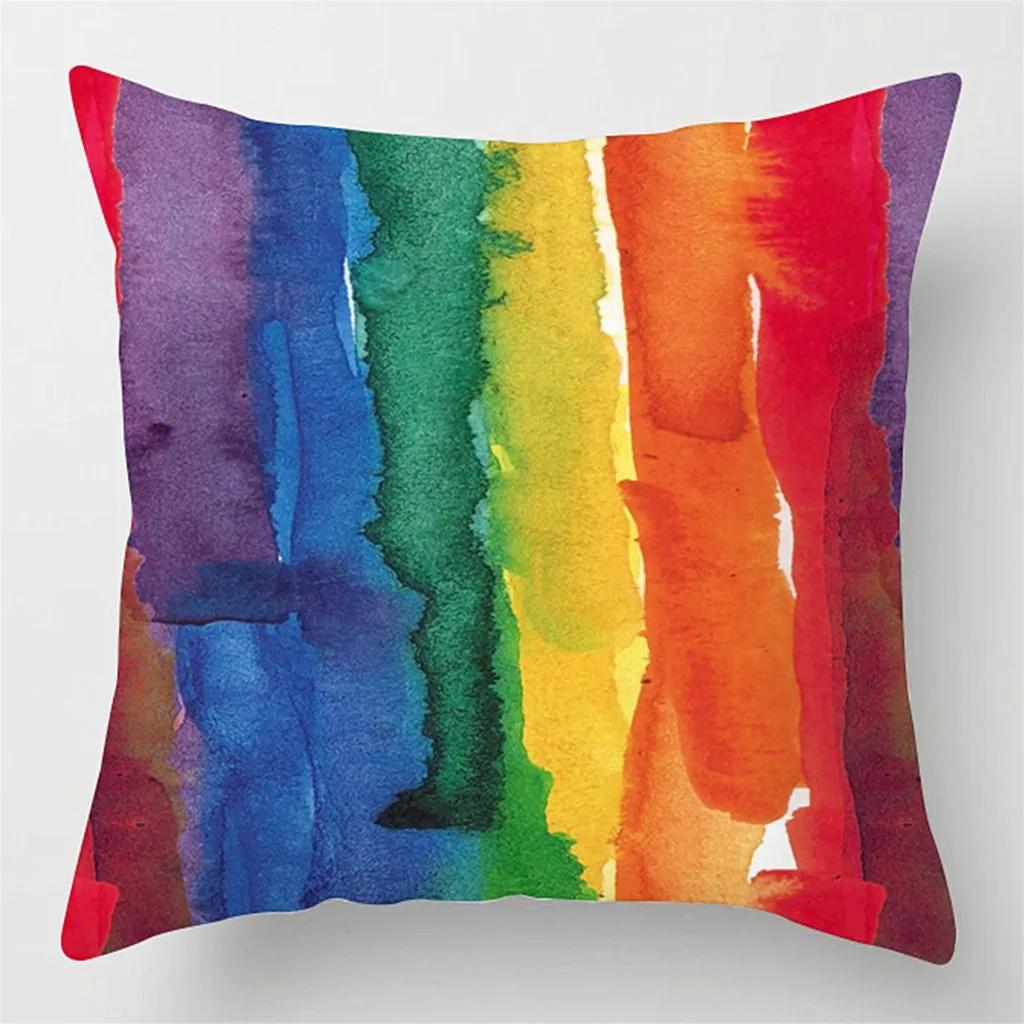Rainbow Geometric Pillowcase Sofa Cushion Cover Home Bedding