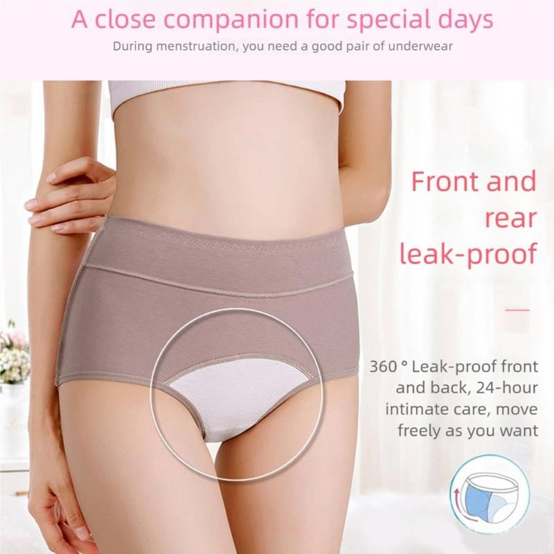 High Waist Cotton Period Underwear For Women Breathable Moisture Wicking Leakproof Seamlessly Design Comfortable For Menstrual Cycle