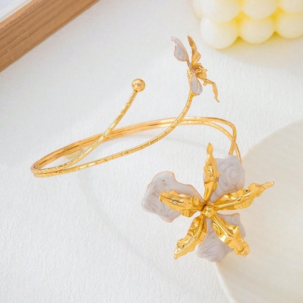 Floral Butterfly Orchid Bracelet Adjustable Flower Armband Fairy Open Arm Bangle  Gift