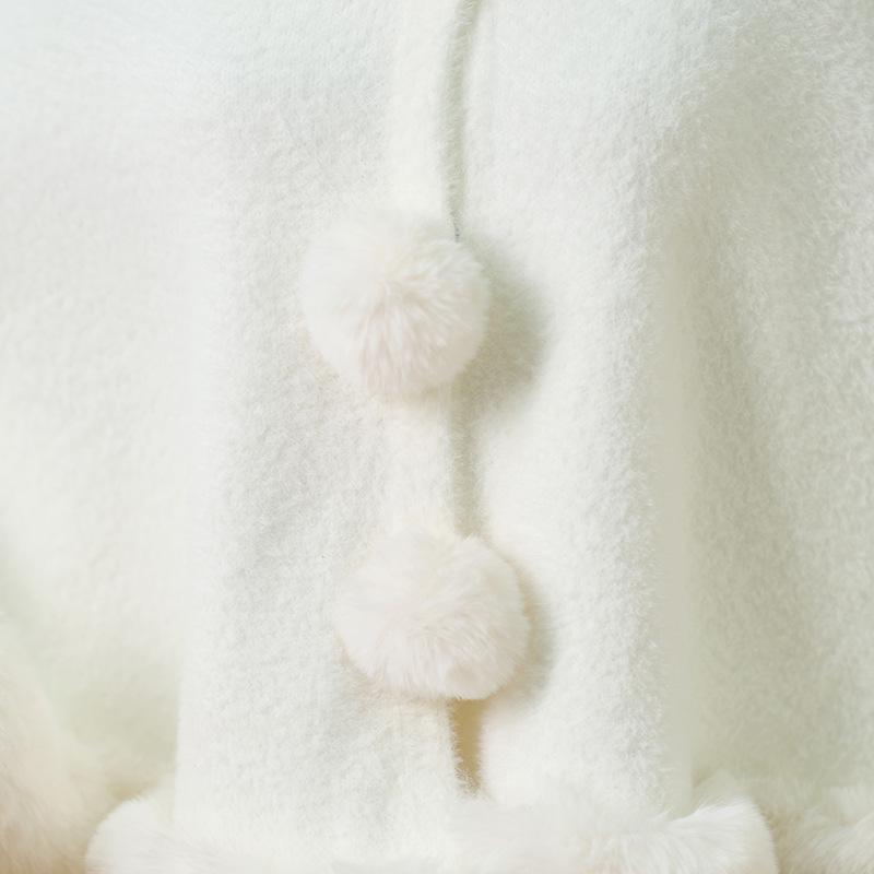 Cardigan Plush Retro în Stil Cheongsam Republică - Culoare Moale Orez Lipicios pentru Toamnă/Iarnă