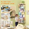 Stuffed Animal Storage Corner Cage Large Wooden Plush Toys Holder with LED Light Wall Hanging Corner Stuffed Animal Storage Rack