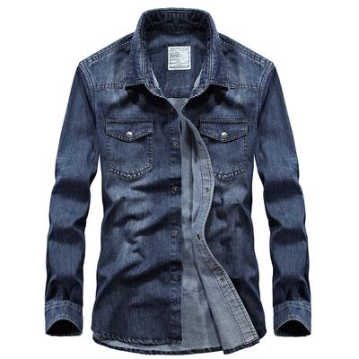 Spring and Autumn Denim Shirt Men's Casual Long Sleeve Shirt Loose Men's Top