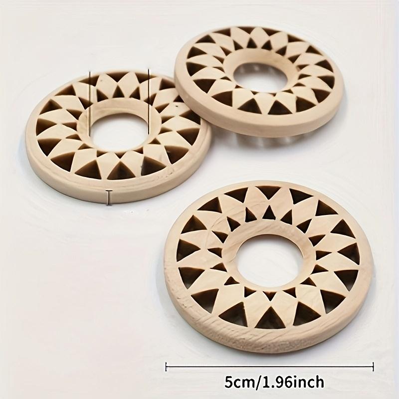 Crystal Ball Display Stand - Sacred Geometric Sphere Stand with Concentric Circular Cuts, Natural Wood Base for Home Decoration