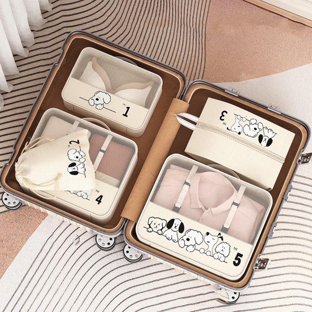 5Pcs/Set Dustproof Suitcase Packing Bag Large Capacity Clothes Underwear Storage Bag  Travel