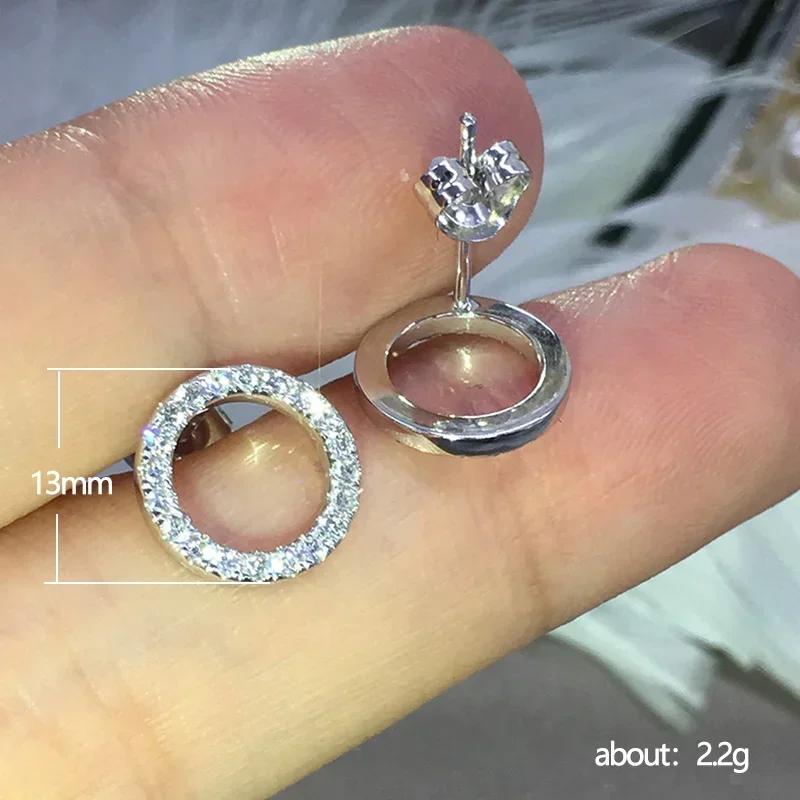 Cercei delicați tip stud cu cerc decupat pentru femei, pavaj complet cu pietre CZ, simpli și stilați, accesoriu de modă de zi cu zi