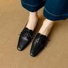 Fashion New Summer Women Shoes Genuine Sheepskin Leather Slippers Women Covered Toe Thick High Heels Party Dress Mules Ladies Sandals