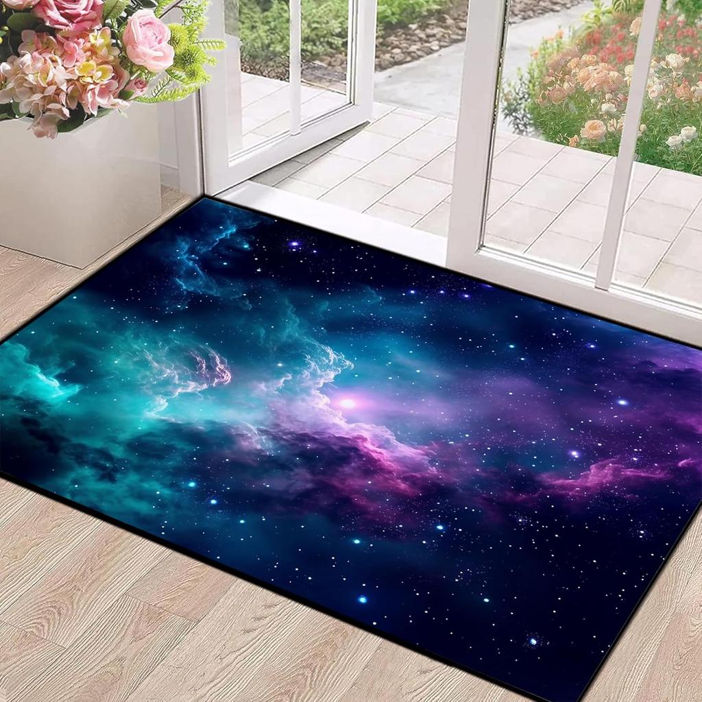 Galaxy Area Rug Outer Space Starry Sky Large Carpet for Home Living Room Bedroom Sofa DecorCarpet Dark Blue Non-slip Floor Mat