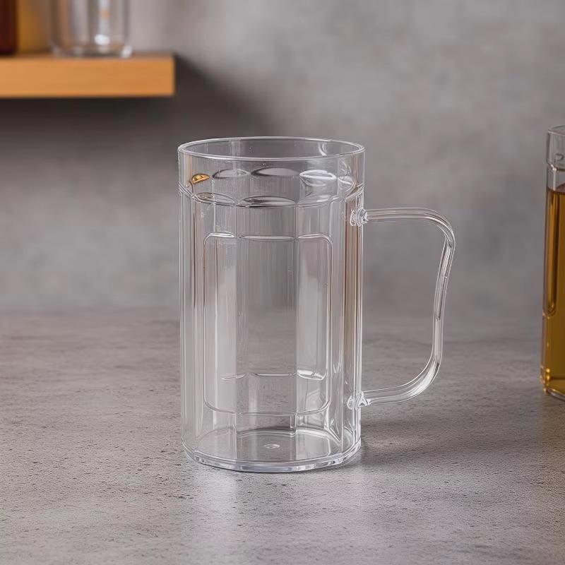 Transparent Shatterproof Beer Mug Food Grade Acrylic Plastic Cup for Milk Cold Drinks Party Home Bar Gift