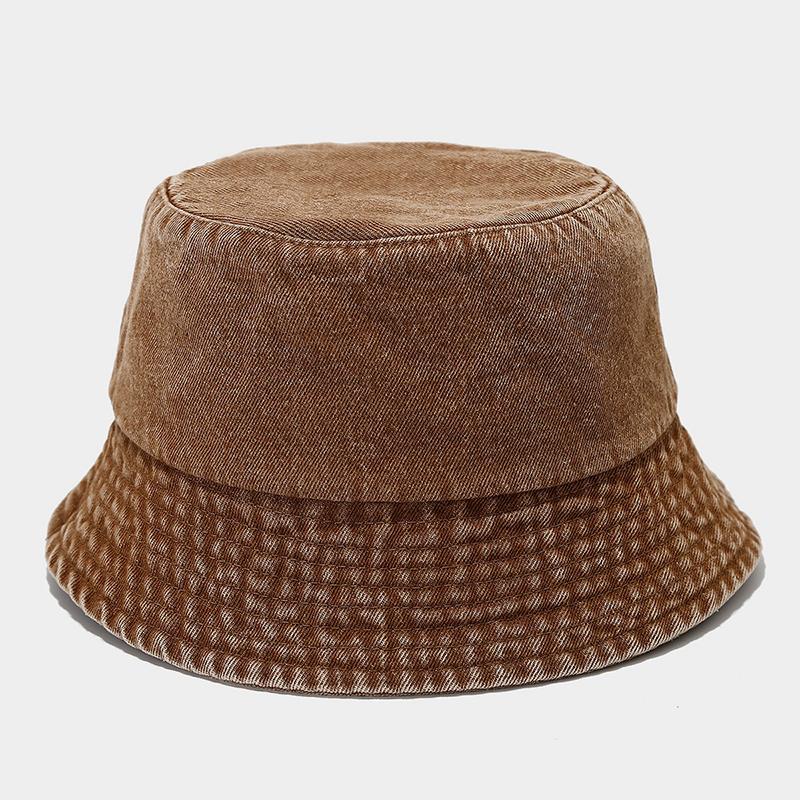 New Unisex Custom Logo Solid Washed Denim Fisherman Hat Retro Men Cotton Bucket Hats Outdoor Women Casual Wide Brim Panama Cap