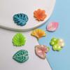 100Pcs Resin Tropical Leaves Flatback Resin Cabochons Colorful Leaf Slime Charms Beads Embellishments for Scrapbooking Decor