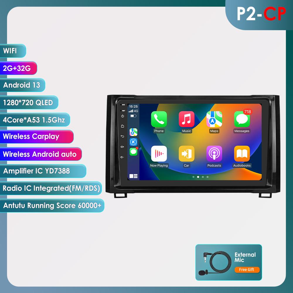 

Hizpo Android 12 Авторадио для Toyota Tundra XK50 2014-2021 Автомобильное радио Мультимедийный видеоплеер Навигация Стерео GPS Carplay 4G RDS BT Bluetooth RDS FM HC2 4Core 2G 32G