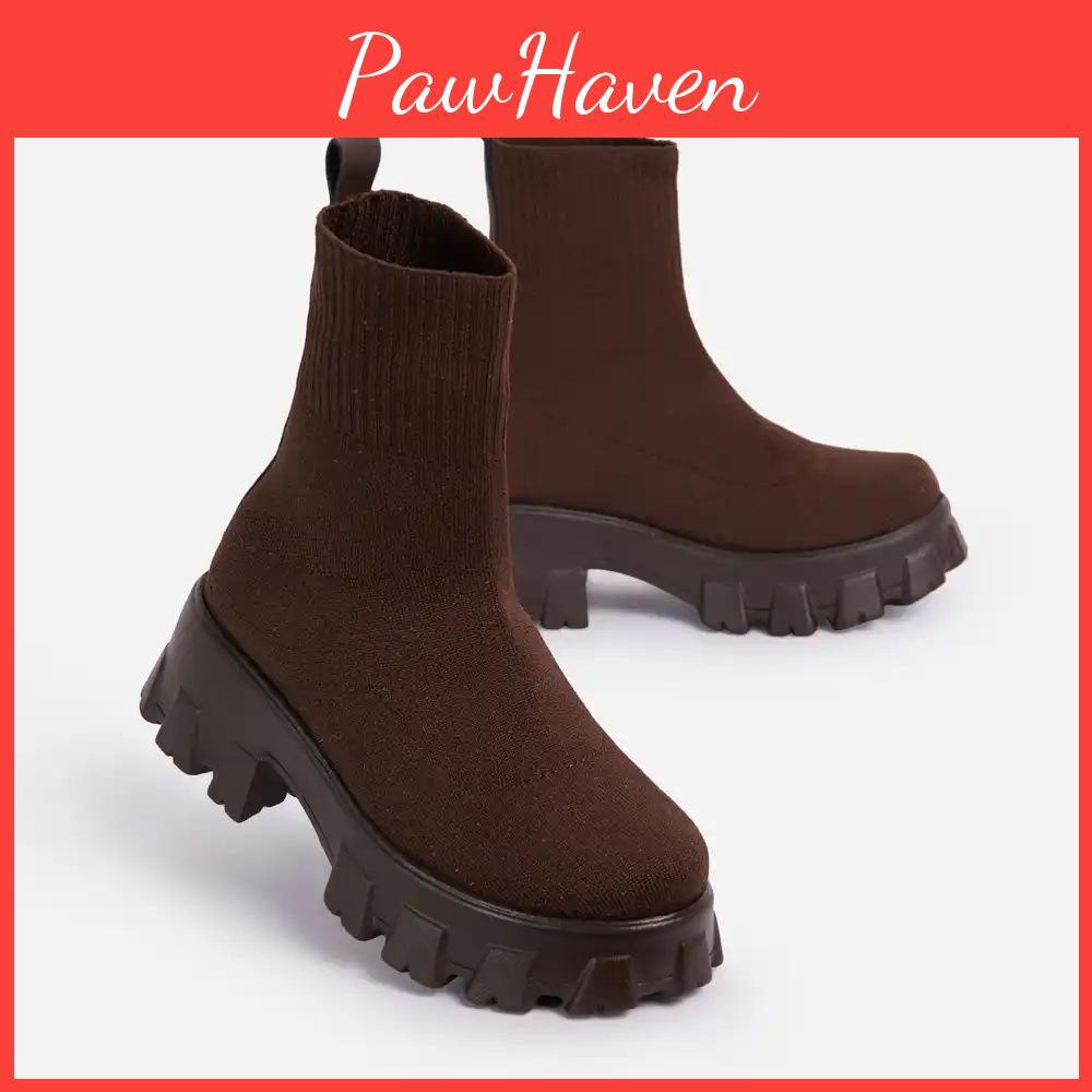 Style Women Socks Autumn Shoes Stretch Fabric Midcalf Casual Platform Boots Net Knitted Short Boots Plus Size Booties