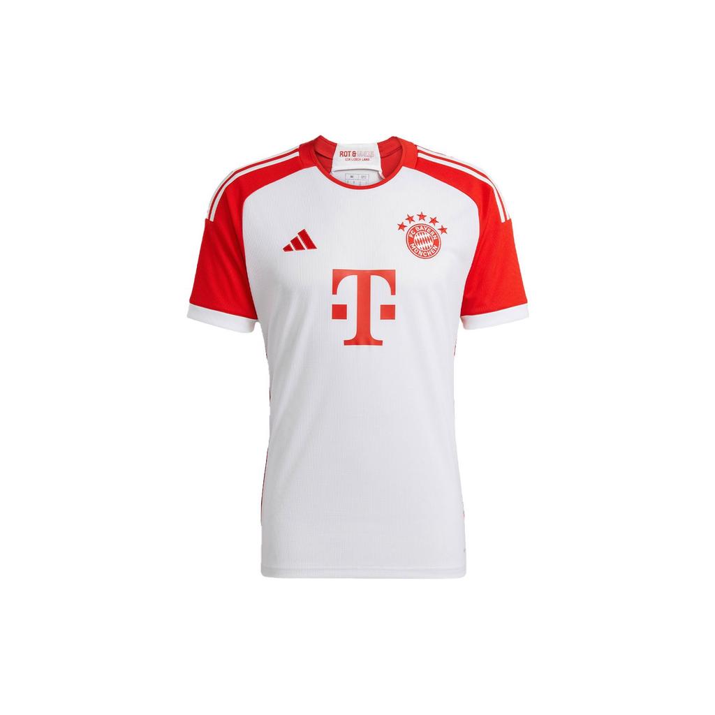 Adidas Bayern Munich Home Kit With Letter Logo Sports Short Sleeve Soccer Jersey Men Tops Red White IJ7442