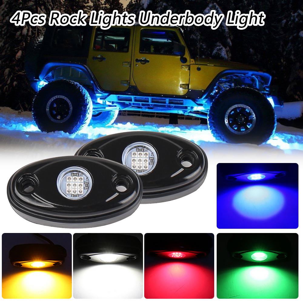 4Pcs Rock Lights 4-Pod for JEEP Offroad Truck UTV ATV Boat Underbody Light (Green)