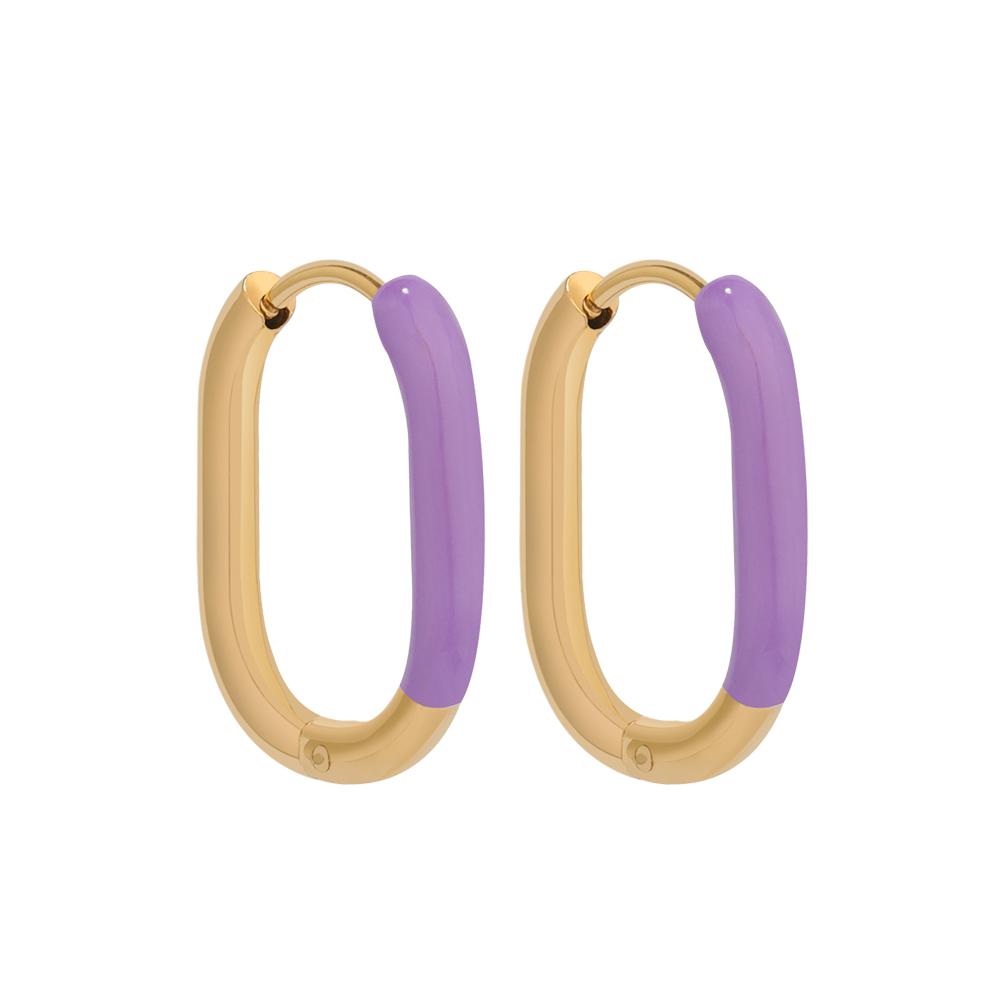 1 Pair Stainless Steel Enamel Rectangle Hoop Earrings Gold Color Small Hoop Earrings for Women Kids Fashion Jewelry Wholesale