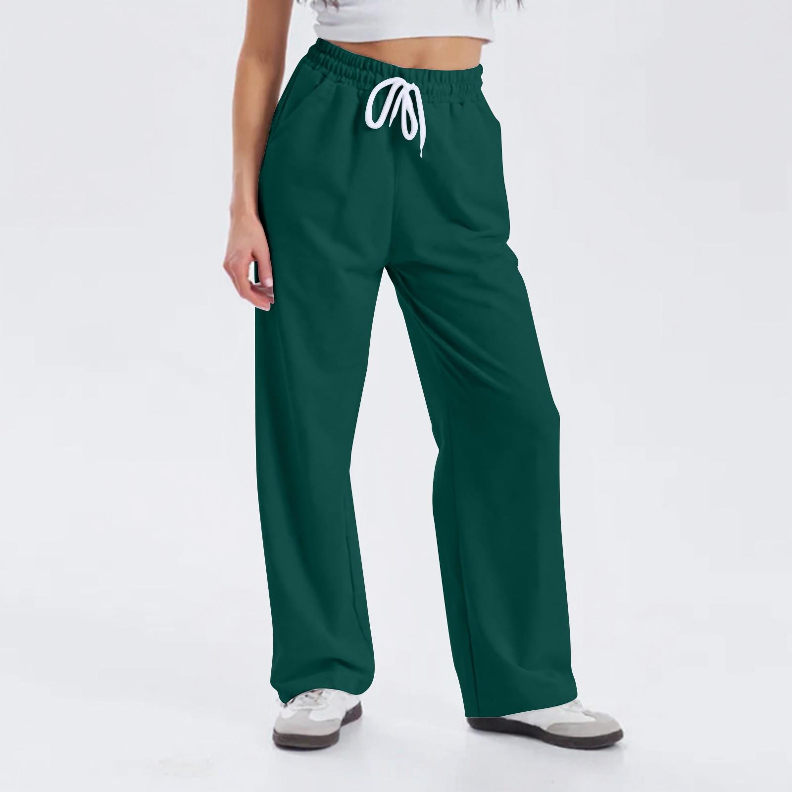 

Женские брюки Модные повседневные брюки Однотонные брюки на кулиске XXL зелёный