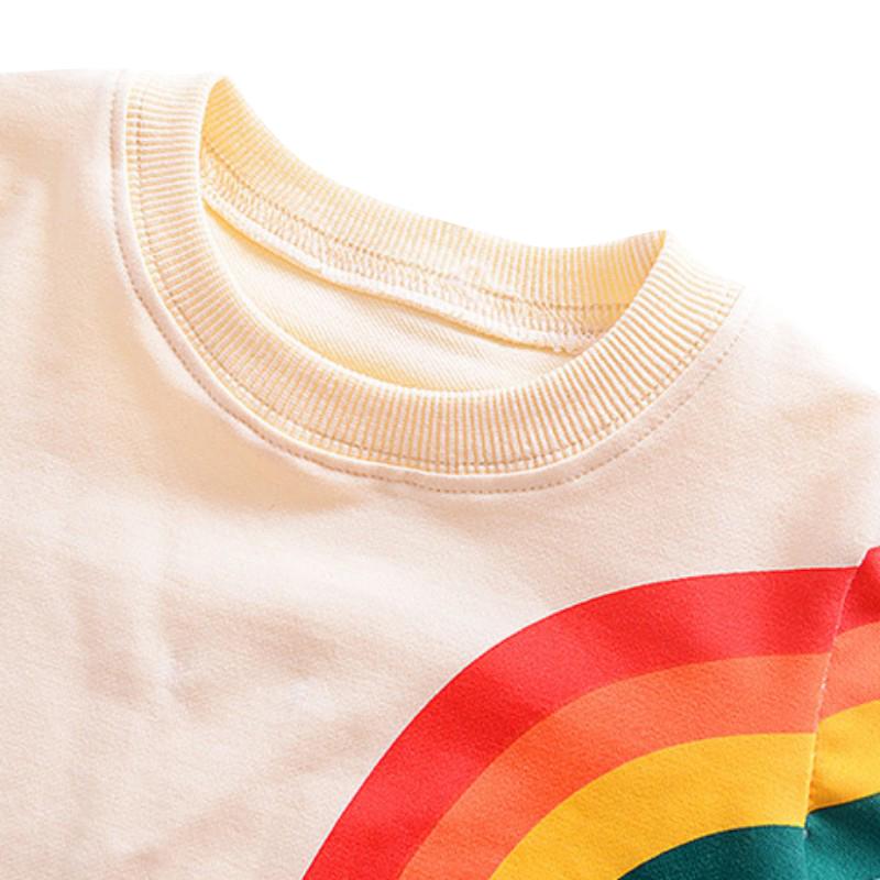 Girls T-shirts Lovely Rainbow Tassel Cartoon Sun Printed Baby Girls Tops Long Sleeve O-Neck Sweatshirts