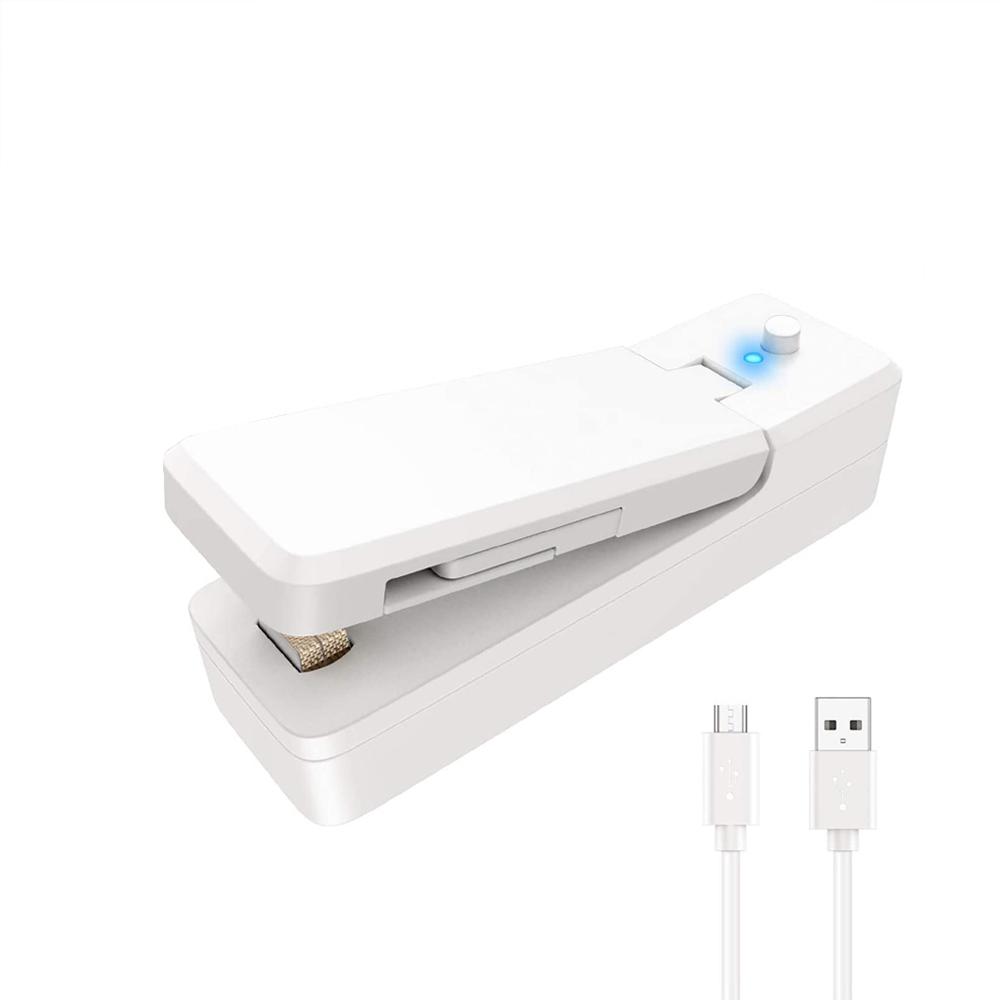 

Мини-запайщик пакетов 2-в-1, портативные термозапайщики, заряжаемые через USB, ручные вакуумные термозапайщики и резак для хранения пластиковых пакетов с едой