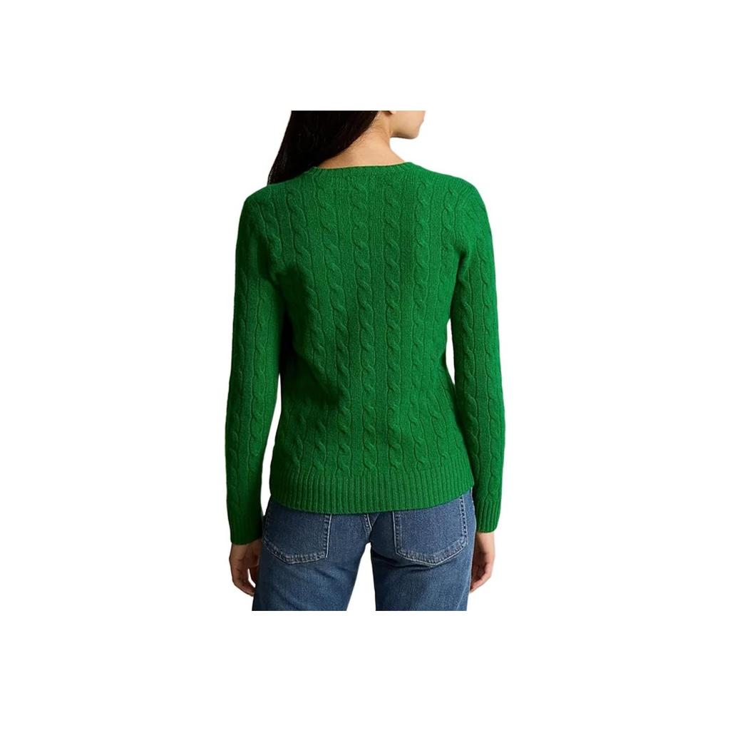 Polo Ralph Lauren Solid Ribbed Crew Neck Casual Long Sleeve Knit Sweater Women Sweater Green 211910421-020