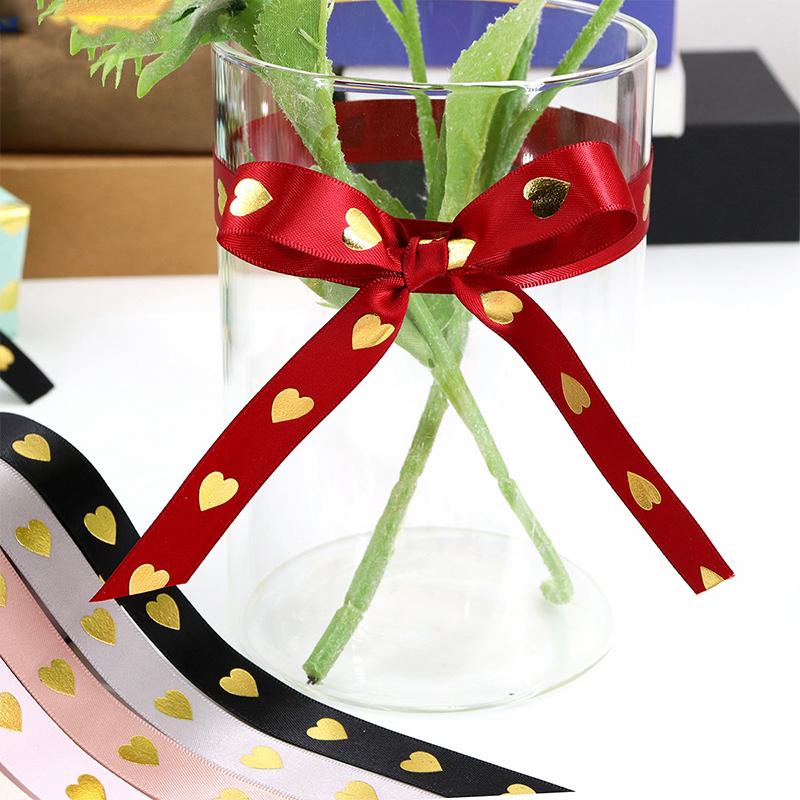 36  Yard Ribbon Gift 2.5CM Easy-to-Tie Heart Length-Sufficient Polyester Fade-Resistant Premium DIY-Friendly Foil-Stamped Durable