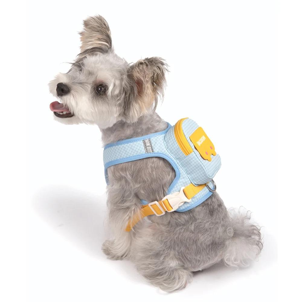Adjustable Pet Walking Harness Plaid Outdoor Self-Carrying Bag for Small Medium Dogs