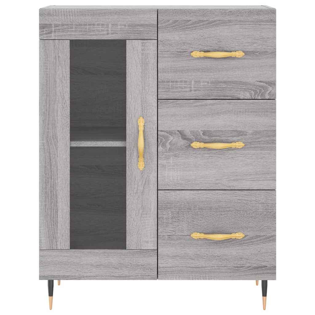Vidaxl Witrynka Szary Dąb Sonoma 69,5X34X180Cm Materiał Drewnopochodny