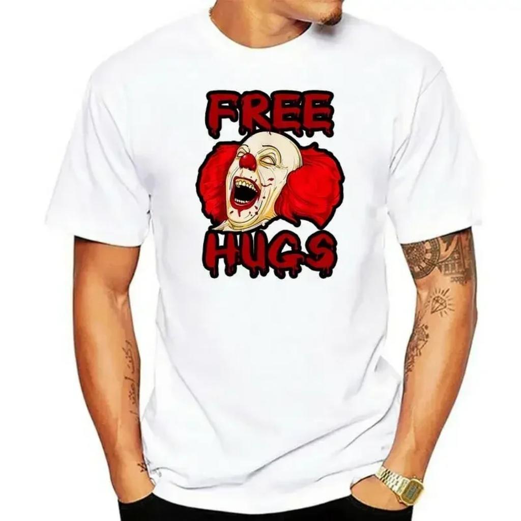 Free Hugs Evil Killer Scary Clown Halloween It Pennywise Black T-Shirt S-3Xl Street Tee Shirtgraphic t shirts