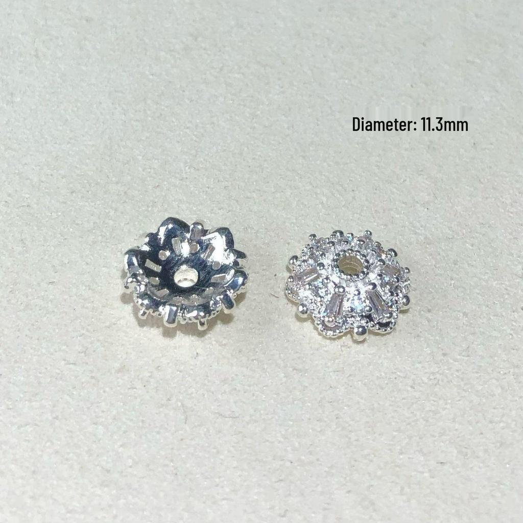 14K Gold Plated Rhinestone Flower Cap Spacer Bead for DIY Crystal Bracelet