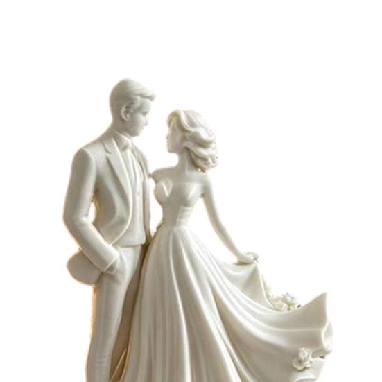 Desktop Ornament 3D Printed Bride Groom Figure Romantic Sculpture Home Style Decorative Figurine Wedding