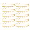 10Pcs DIY Safety Pins Heavy Duty Metal Brooch Findings for Crafts Fabric Clothing Repair Felting Pin Needles with Holes