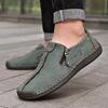 2023 Spring Men's Plus Size Leather Slip-On Casual Shoes with Zipper