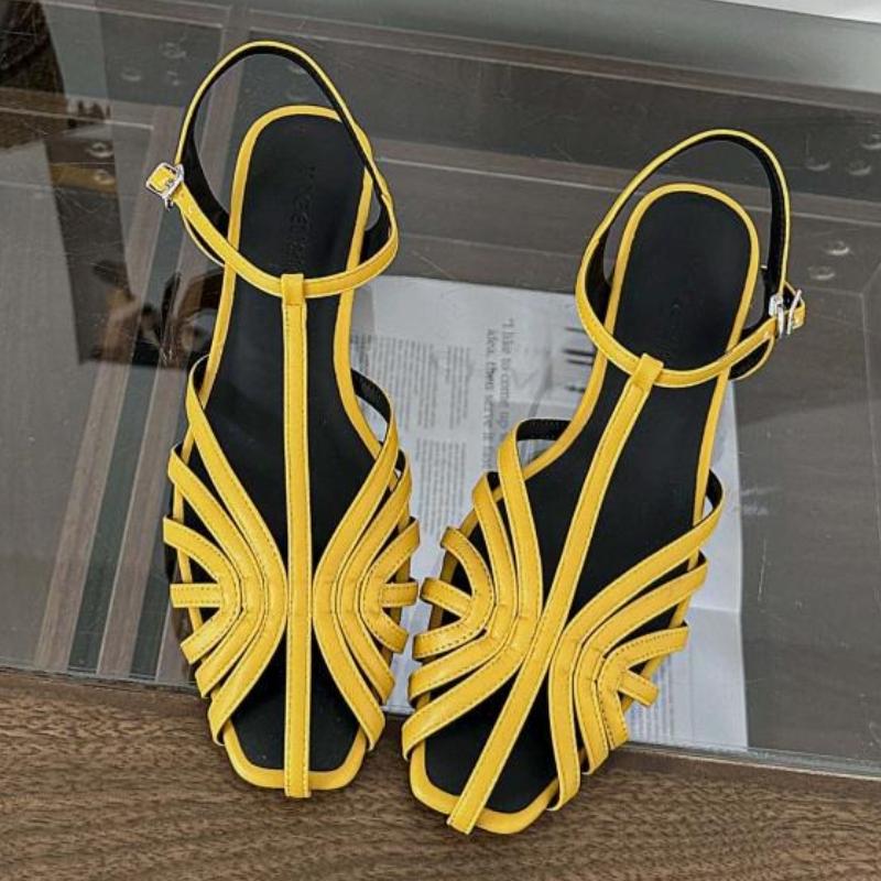 Fashion Fashion Hollow Narrow Band Flat Sandals Women Sexy Back Strap Buckle Design Brand Casual Shoes Comfortable Soft Sole Rome Sandal