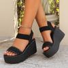34-43 Plus Size Shoes for Women Summer Fashion Women Platform Wedges Non-slip Peep Toe Black Sandals Casual Women Footwear