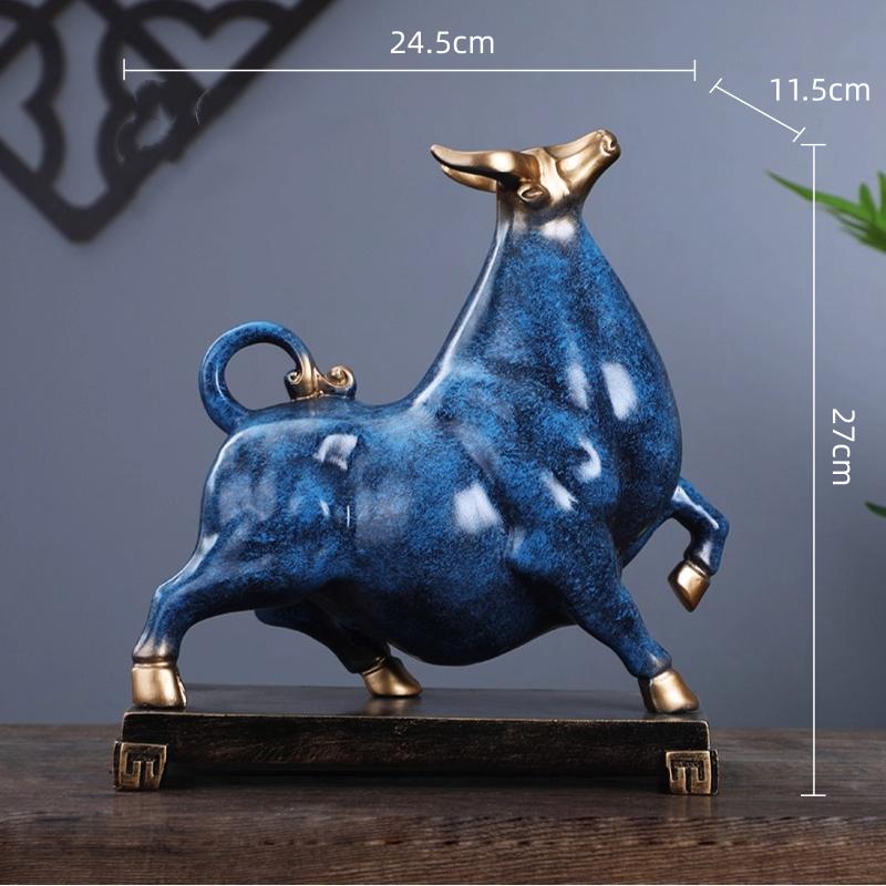Resin Handicrafts Simulation Animal Sculpture Cattle Bull Golden Ox Decorative Figurines Home Decoration Accessories