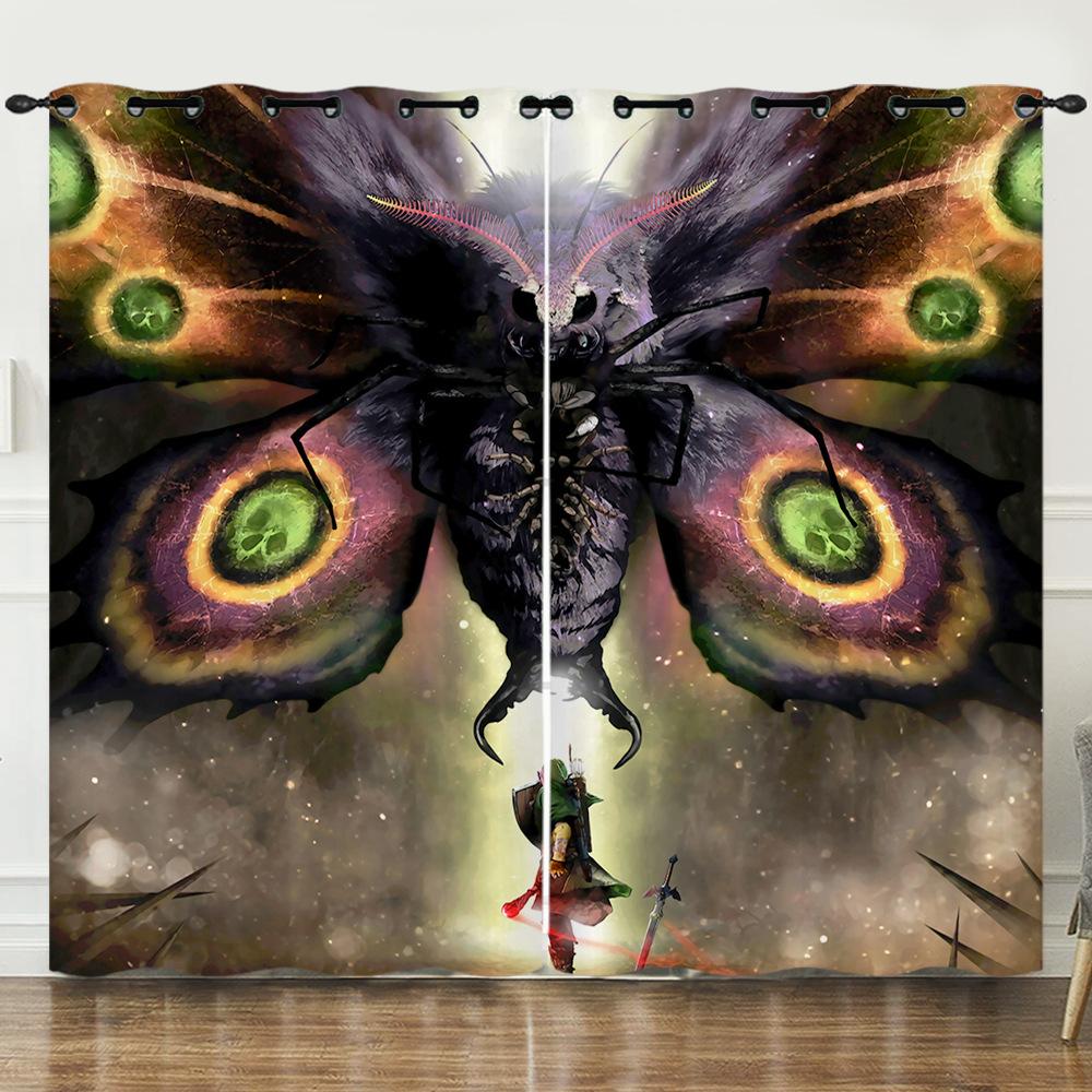 

Штора Мультяшное Животное Бабочка 3D Цифровая Печать Светонепроницаемая Штора На Люверсах 97cm*114cm*2