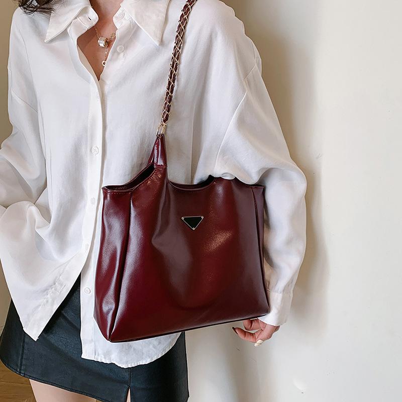 Chain Underarm Bag Fashion Shoulder Bag Niche Versatile Tote Bag Retro Pu Large Capacity Underarm Bag
