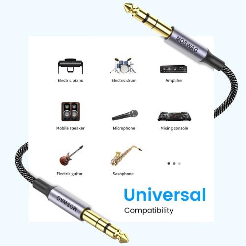 6.35mm Guitar Line Stereo Standard Plug Male To Male 2 Meter (2m) for Guitars, Amplifiers, Speakers, Tuning Tables, and Loudspeakers