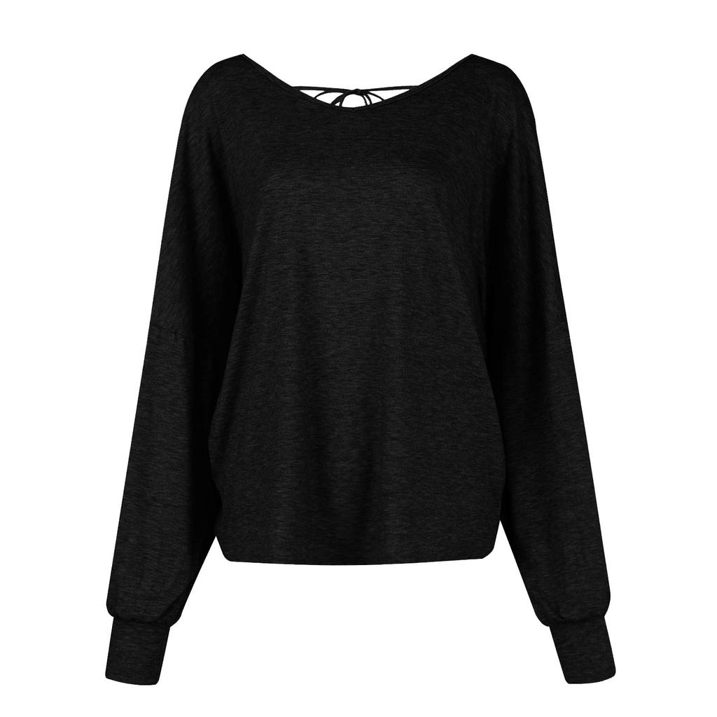 Women's fashion casual loose string back off shoulder T-shirt top